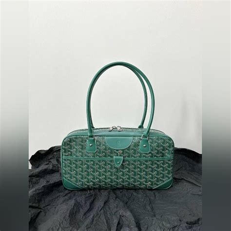 authentic goyard saint martin shoulder bag coating canvas leather used
